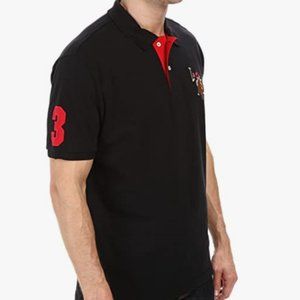 U.S. Polo Assn. Men's Solid Pique Polo Mesh Shirt Embroidery # 3 Black